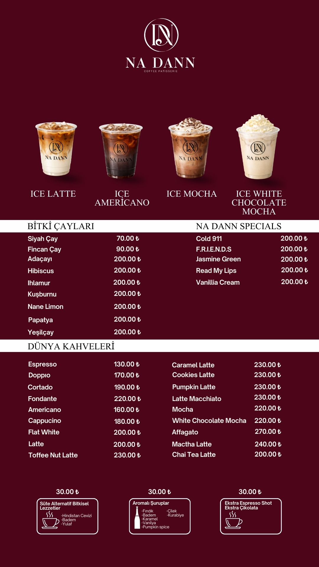 Na Dann menü — Çaylar & Specials