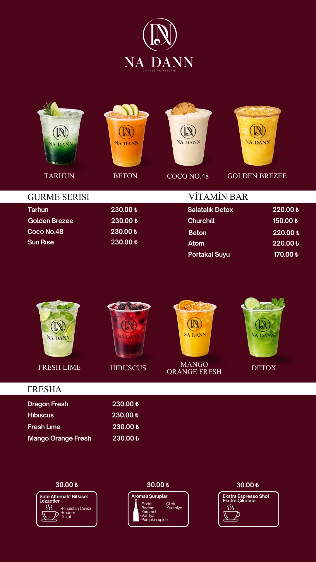 Na Dann menü — Gurme & Vitamin Bar